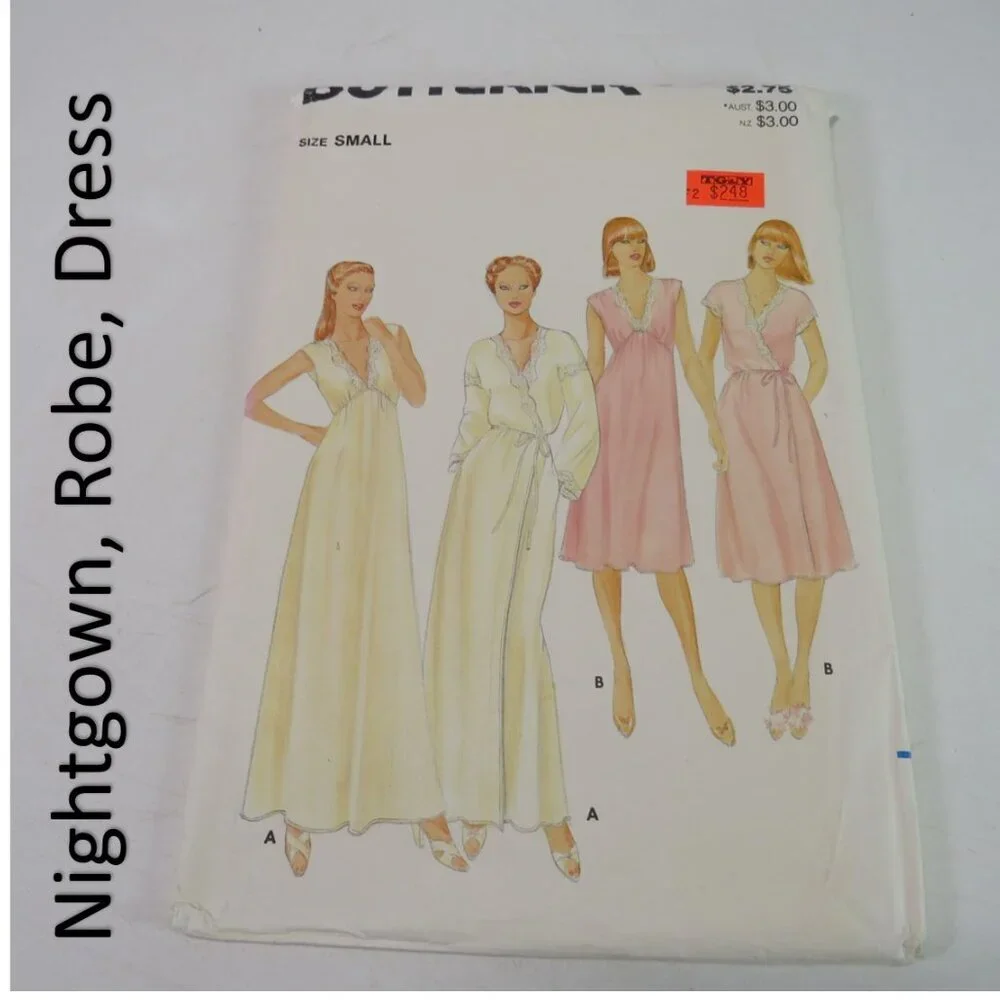 Butterick 4096 sewing pattern nightgown, robe UNCUT